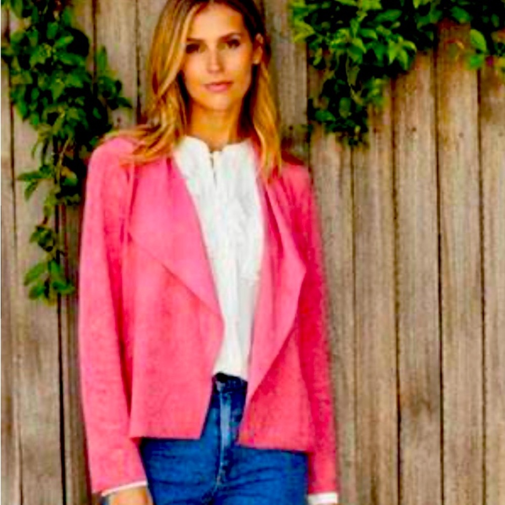Ellie Kai Suede Hot Pink drape Jacket